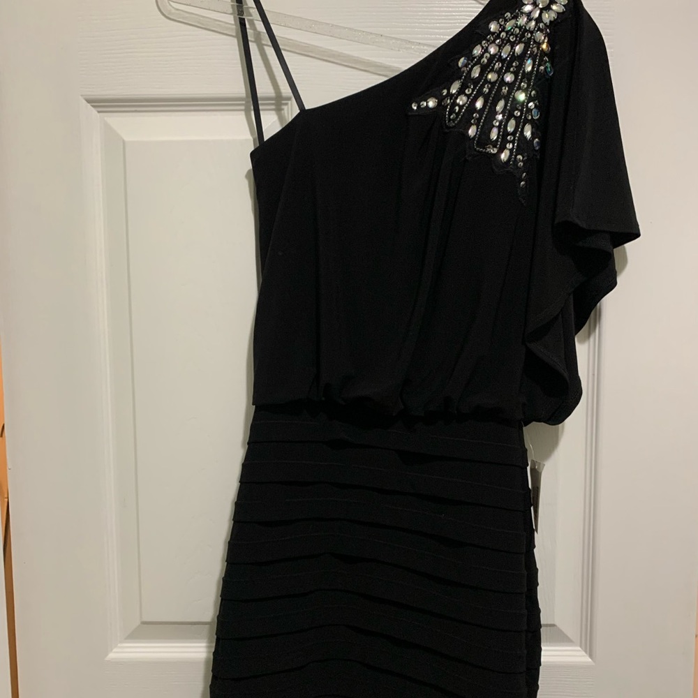 B Darlin - Core Social - Black One Shoulder Mini Dress